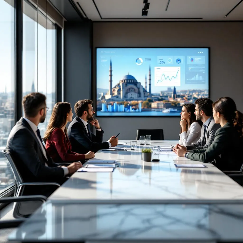Türkiye'de yatırım sürecini gösteren profesyonel toplantı ortamı
